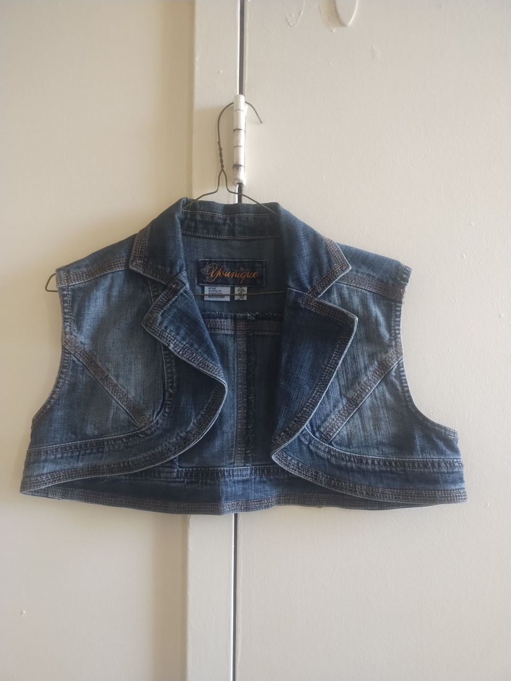 Younique Denim Cropped Vest - Blue